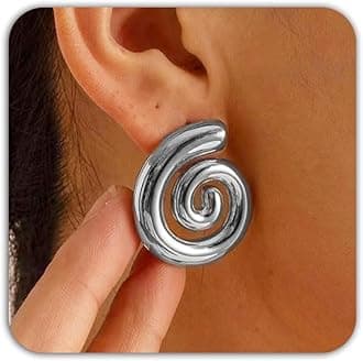 Chunky Gold/Silver Earrings for Women Trendy Knot Link Earrings Geometry Drop Dangle Earrings Statement Stud Earrings Fashion Jewelry Gift