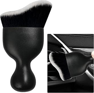 Ziciner Car Detailing Brush, Curved Soft Bristles Auto Removal Dust Collectors, Universal Vehicle Dashboard, Air Conditioner Vents etc Interior Cleaning Tool Accessories (Black/White)