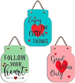 Sehaz Artworks Wall Decor Items For Bedroom | Wall Hanging Decorative Items For Home | Home Decoration Items For Living Room | Home Decor Items | Wooden Wall Hangings For Home Decoration | Room Decor | Positive Vibes Only