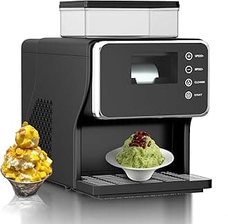 Shaved Ice Machine, Portable Ice Maker with Rapid Cooling and Food-Grade Stainless Steel Material, Adjustable Snowflake Ice Making Speed, Ice Cream Maker for Home, Office, Restaurant, Bar,