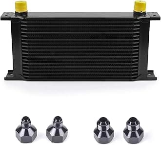 19 Row AN10-10AN Stacked Plate Oil Cooler With 6AN 8AN Adapter Universal Engine Transmission British Radiator Oil Cooler Condenser Aluminium Alloy Black