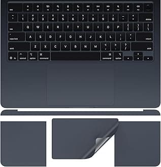 CaseBuy Full Body Palm Rest Protector(3 in 1) for 2025-2022 MacBook Air M2 M3 M4 13.6" A2681 A3113 A3240 Anti-Scratch Keyboard Protective Skin Cover for M2 M3 M4 MacBook Air 13.6" -Midnight