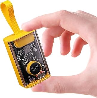 Portable Charger 10000mAh,22.5W Fast Charging Small Power Bank,Transparent External Battery Pack,Input/Output External USB C Portable Phone Charger for iPhone iPad Samsung Android Cellphone (Yellow)