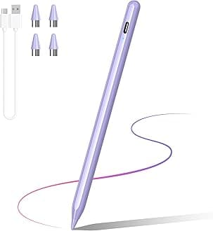 DRYMOKINI Stylus Pen for Android and i-OS, Stylists Pen for Touch Screens/i-Pad/Phones, Rechargeable Stylus Pencil for A-pple/Android/Tablet, 16.5CM, Purple