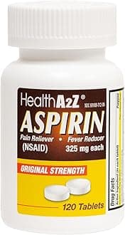 HealthA2Z® Aspirin 325mg | Uncoated Tablets |Original Strength | Pain Reliver |Fever Reducer | Compare to Bayer® Active Ingredients… (120 Counts)