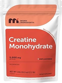 Creatine Monohydrate Powder 1 kg (2.2 Lbs), 5000mg Per Serv, Micronized Creatine Powder, Unflavored, Pure, No Filler, Keto & Vegan Friendly, Easy Dissolve Pre Workout Creatine for Women and Men
