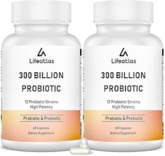 300 Billion CFU Probiotics - Probiotics for Women and Men, 12 Probiotic Strains Plus Prebiotic, Max Potent for Overall Digestive & Gut Health, Immune Support, Shelf Stable - 120 Capsules