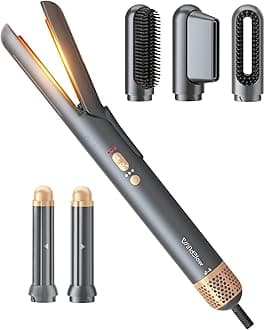 WindBlow Hair Dryer Brush 6-in-1 Straightener, Hair Auto-Wrap Curlers, Professional 110,000 RPM Magic Multi Styler with Attachments