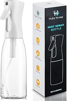 Hula Home Spray Bottle for Hair (16.9oz/500ml) Continuous Empty Ultra Fine Plastic Water Mist Sprayer – For Hairstyling, Cleaning, Salons, Plants, Essential Oil Scents & More - White