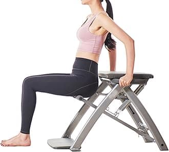 Pilates Fitness Chair, Split-Pedal Stability Yoga Pilates Chair with 3-Speed Resistance, Foldable Pilates Equipment for Home Use & Gym Workout