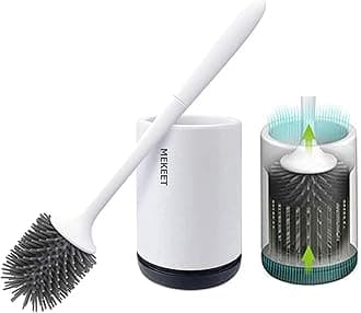 Silicone Toilet Brush and Holder,Bathroom Toilet Brush Holder Set,Silicone Toilet Cleaning Brush Kit with Soft Bristle Brush (Flooring)