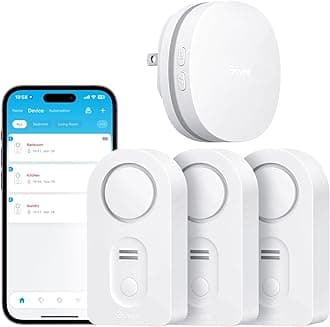 WiFi Water Leak Detector 3 Packs, Leak Alert with Remotely Email/APP Push and Sound Alarm, Smart Water Sensor with 100dB Adjustable Alarm, Suit for Home and Basement