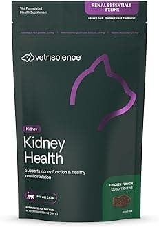 VetriScience Laboratories Renal Essentials, Kidney Health Support for Cats, 120 Bite Sized Chews, 0900662.120, 120 chews