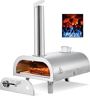 Dual Fuel Pizza Oven Outdoor, 12 Inch Wood Fire & Propane Gas Pizza Oven, Pellet & Propane Pizza-Maker with Thermometer, Carry Bag, Stainless Steel Pizza-Cook for Outside Camping & Backyard