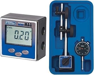Fowler 54-422-450-1, Mini-Mag The Original Protractor & 52-520-199-0, Magnetic Base and Black Dial Indicator Set