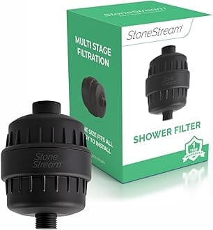 Shower Filter for Hard Water- Original StoneStream Shower head filter with Vitamin C and Activated Charcoal to remove Chlorine, Heavy metals and more- For Dry Skin and Hair