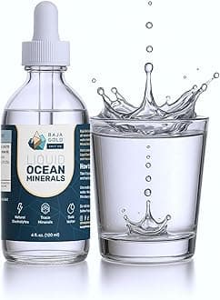 Liquid Ocean Trace Mineral Drops - Ionic Electrolyte Drops for Drinking Water & Food Flavor Enhancement - Mineral-Rich Saline Solution & Oral Cleanse - 4 fl oz, 30-Day Supply
