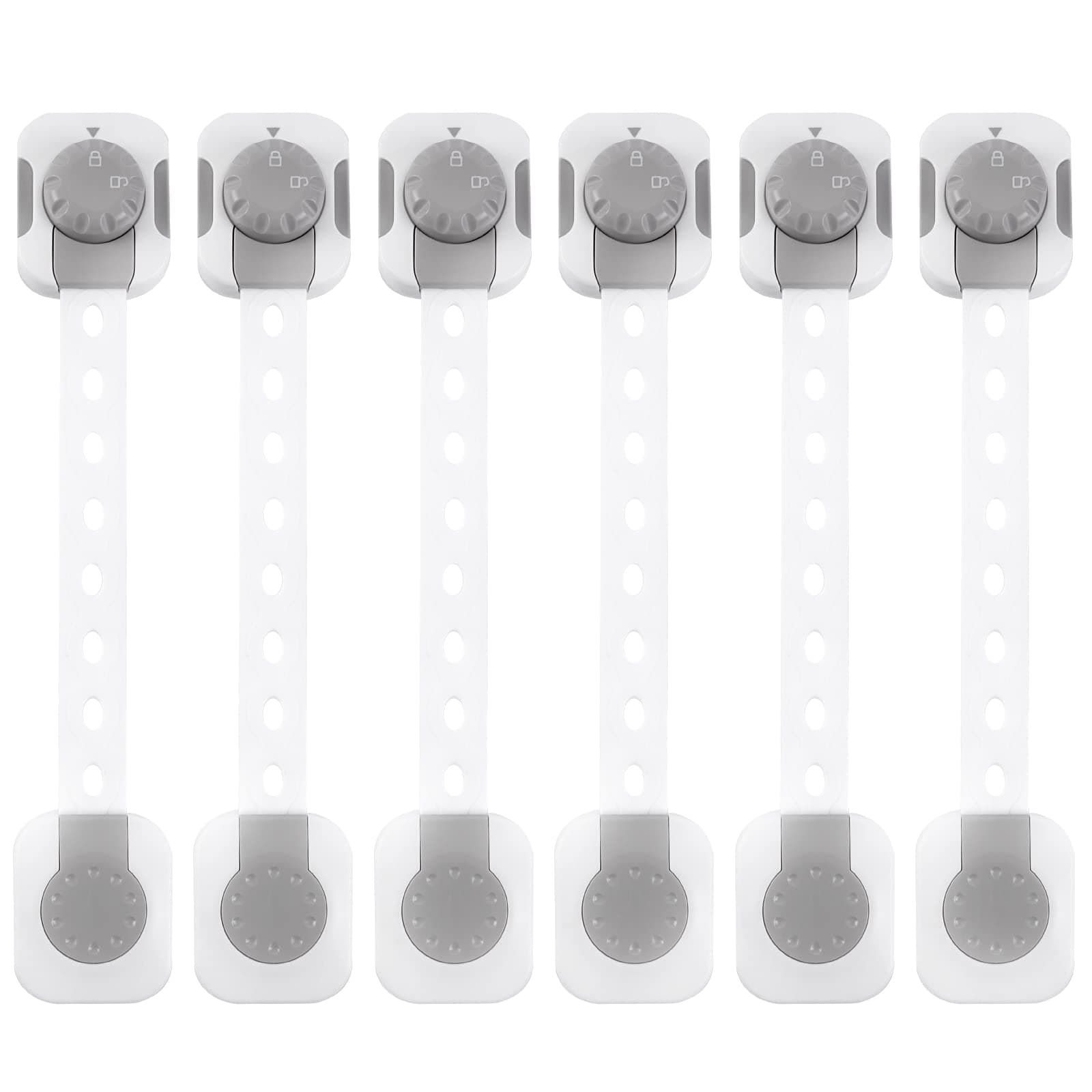 SKY-TOUCH Baby Safety Lock, Child Safety Locks, Multi-Functional Adjustable Double Button Baby Anti-Clip Latch System For Cabinets, Drawers, Fridge, Closet Doors Etc(Pack Of 6)