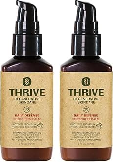 Thrive Natural Care Moisturizing Mineral Face Sunscreen SPF 30, 2 Ounces, Lightweight Moisturizer Broad-Spectrum Natural Face Sunblock with Clear Zinc Oxide & Antioxidants, Vegan Non Greasy, Pack of 2