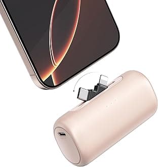 Winecube Portable Charger for iPhone with 2-in-1 Connector,5000mAh Small Power Bank, Fast Charging Compatible with iPhone 16/15/14/13/12/11 Series,Samsung S24/23,Android,Pink