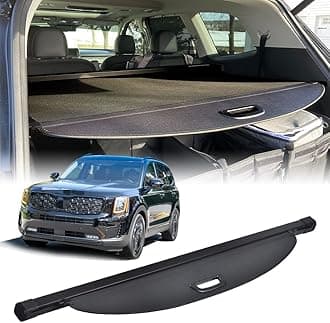 Cargo Security Shade Cover Compatible with Kia Telluride 2025 2024 2023 2022 2021 2020 Black Privacy Screen Retractable Rear Storage Waterproof Cargo Cover Luggage Security Shield Shade