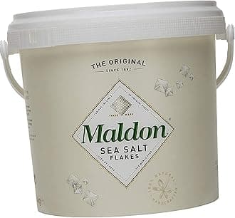 Salt Company Maldon Salt, Sea Salt Flakes, Resealable Tub, Kosher, Natural, Handcrafted, Gourmet, Pyramid Crystals, 3.08 Pound (1.4 kg)