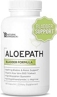 Aloe Vera Bladder Support Capsules – Organic Aloe Extract with Palmitoylethanolamide & Quercetin – Bladder & Pelvic Wellness Support – Non-GMO, Gluten Free – USA Manufactured– 180 Capsules