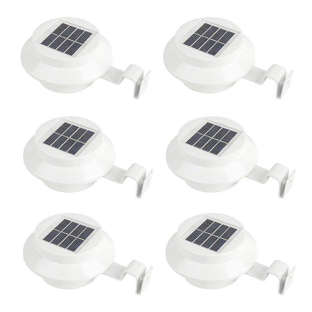 YINGHAO Solar Gutter Lights Outdoor Solar Deck Light for Wall Waterproof Garden Yard Decorative, Security Lighting for Fence Roof Eave, Dust to Dawn, Round Shape, 6 Pack White (Batteries are included)