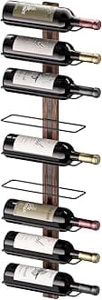 B4Life Wall Mounted Wine Rack for 9 Bottles, Wood & Iron, Modern Style