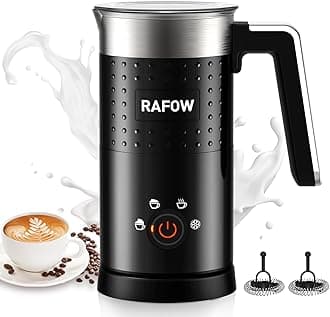 Rafow Electric Milk Frother Machine - 4 in 1 Automatic Milk Frothers Milk Steamer Silent Operation Milk Heater and Warmer Large Capacity Hot & Cold Milk Foamer Maker for Latte Coffee Chocolate 300ml
