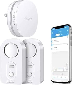 Govee WiFi Water Sensor 2 Pack, Smart Water Leak Detector, 100dB Adjustable Alarm Suit for Home and Basement, Water Leak Alert with Email & APP Push (Only Support 2.4G Wi-Fi)
