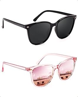 FIMILU 2 Packs Sunglasses for Women Polarized UV400 Protection Lens Big Frame Fashion Glasses Trendy Stylish Shade