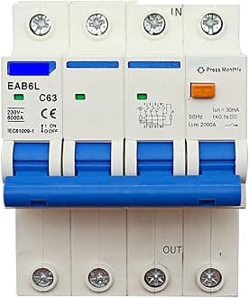 AC230V MCB Leakage Protector RCBO Overload Short Circuit Protection 4P 30mA Residual Current Circuit Breaker Switch RCCB RCD (Size : 4P, Color : 16A)
