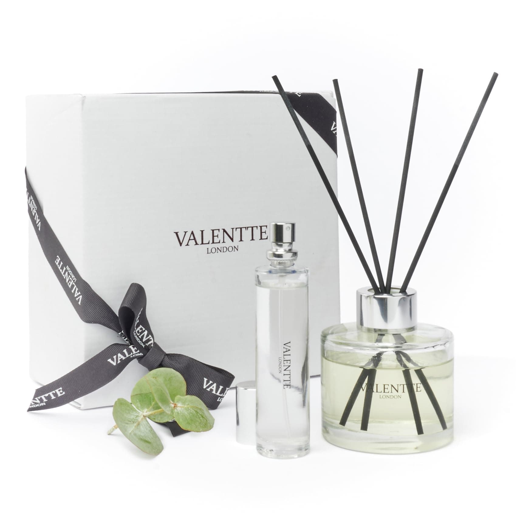 Valentte Reed Diffuser Gift Box for Home, Aromatherapy Essential Oils, Natural Ingredients, Up to 8 Weeks of Fragrance, Made in the UK (White Neroli and Lemon Diffuser Gift Set) -