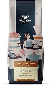 THIRD WAVE COFFEE Signature South Indian Filter Coffee Blend | Dark Roast | Moka Pot | Arabica Coffee | 250 Grams | Fine Grind, Packet