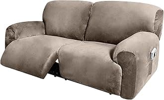 ULTICOR Extra Wide 75" - 100", Reclining 2 Seater Sofa, Extra Wide Reclining Love Seat Slipcover, 6-Piece Velvet Stretch, Reclining Sofa Covers, Thick, Soft, Washable (Taupe)