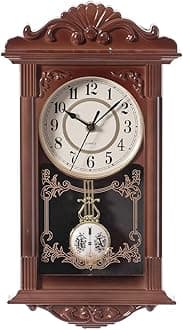 Easylife Vintage Wall Clock (Brown) Silent and Easy to Hang Wall Clocks for Living Room with Quartz Movement and Sweep Hand, Georgian-Inspired Home Decor H41xW22xD7cm - Fully Guaranteed