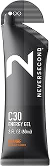 Neversecond C30 Energy Gel, Performance Nutrition & Hydration, Never2 Energy Gel for Triathlons, Cycling & Marathons (Orange Flavor, 12-Count Pack)