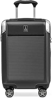 Platinum Elite Hardside Expandable Carry on Luggage, 8 Wheel Spinner, TSA Lock, Hard Shell Polycarbonate Suitcase, Shadow Black, Compact Carry on 20-Inch