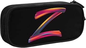 Cute Initial Pencil Case for Kids Students, Large Capacity Pencil Pouch for Boys Girls, Letter Design Pencil Box Pen Bag Office Stationery Organizer, Rainbow Letter Z