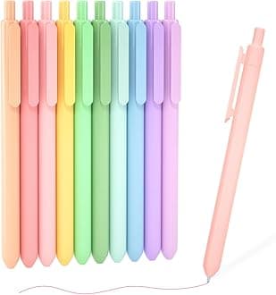 Shuttle Art Colored Retractable Gel Pens, 10 Pastel Ink Colors, Cute Pens 0.7mm Fine Point Quick Drying for Black Paper Writing Drawing Journaling Note Taking School Office Home