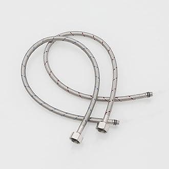 24" Length Faucet Supply Lines,1/2 -Inch Female Compression Thread x M10 Male Connector,Braided Stainless Steel Sink Hose,for Bathroom Kitchen Sink Faucet x 2 Pcs (1 Pair)