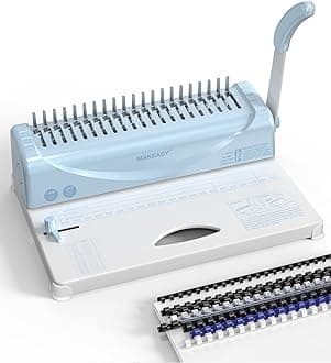 MAKEASY Binding Machine, 21-Hole, 450 Sheets, Comb Binding Machines with 1 Box Comb Bindings Spines, Comb Binder for Letter Size, A4, A5 Paper