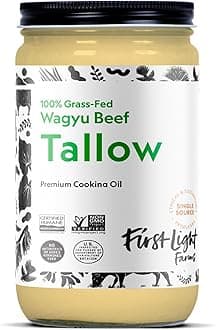 Farms Wagyu Beef Tallow for Cooking | 100% Grass-Fed & Finished, 14oz Glass Jar | Certified Humane | Gluten-Free & Dairy-Free, Perfect for Keto, Whole30, and Carnivore Diet
