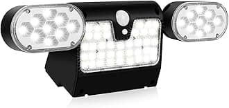 Outdoor Solar Wall Lights,182LEDS Solar Powered Security Lights with Dual Head 360-Degree Rotatable, Motion Sensor, 3 Lighting Modes,Durable Wall Lights for Outdoor Use