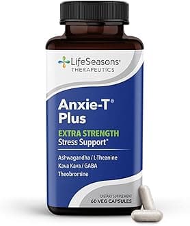 - Anxie-T Plus - Extra Strength Stress Relief Supplement - Supports Mood & Mental Focus - Feel Calm and Relaxed - Eases Tension & Nervousness - Ashwagandha, Kava Kava, GABA & L-Theanine - 60 Capsules