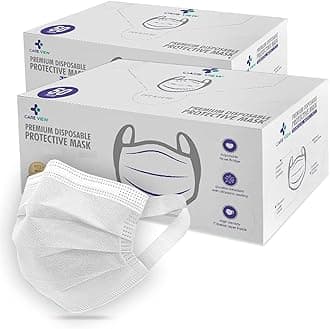 Careview N95 3 Ply Disposable Surgical Face Mask Box with FABRIC Earloop and built in Nose Pin, Certified by BFE>99% and PFE > 95%, SITRA, DRDO, ISO and CE (Pack of 100, WHITE), Unisex, Without Valve