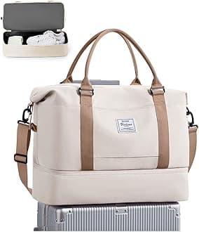 Travel Duffel Bag, Sports Tote Gym Bag, Shoulder Weekender Overnight Bag for Women