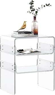 Clear Acrylic 3-Tier End Table/Nightstand – Sleek Bedside Storage with Durable Design, Perfect for Bedrooms, Living Rooms, or Modern Interiors – Ideal as a Bedside Table or Sofa Side Piece (Clear)