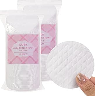 ICOTLE Extra Large Cotton Rounds, Diameter 3.14", 100% Pure Cotton Pads, Soft and Lint-Free, for Removing Makeup, Nail Polish, and Cleansing Face, 120 Count